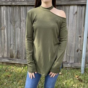 Mock Neck Open Shoulder Top NWOT